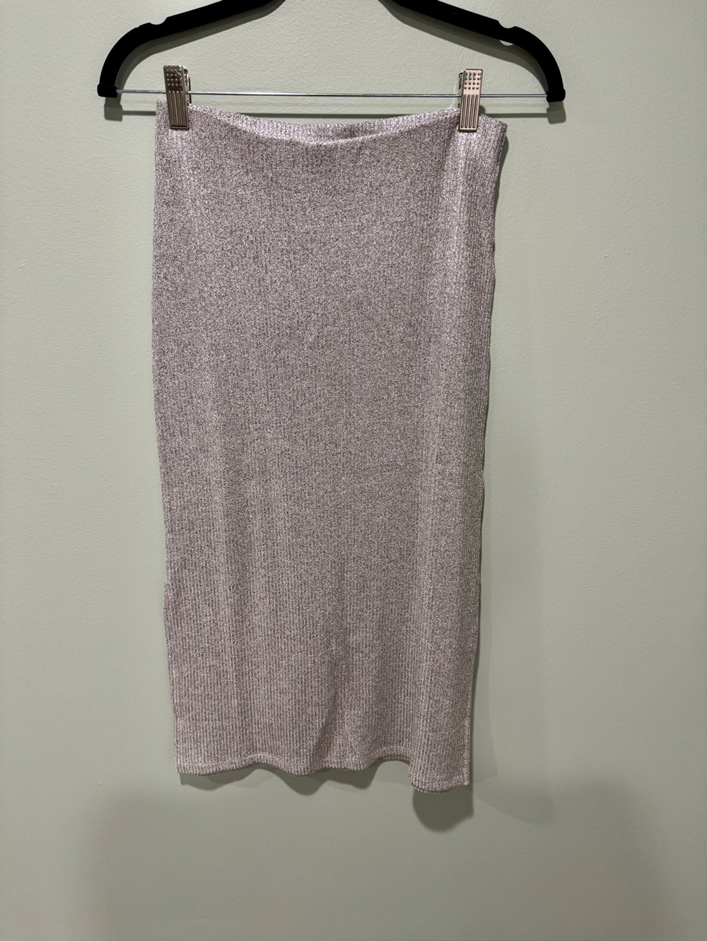 Francesca's Collections Ribbed Midi Skirt silver